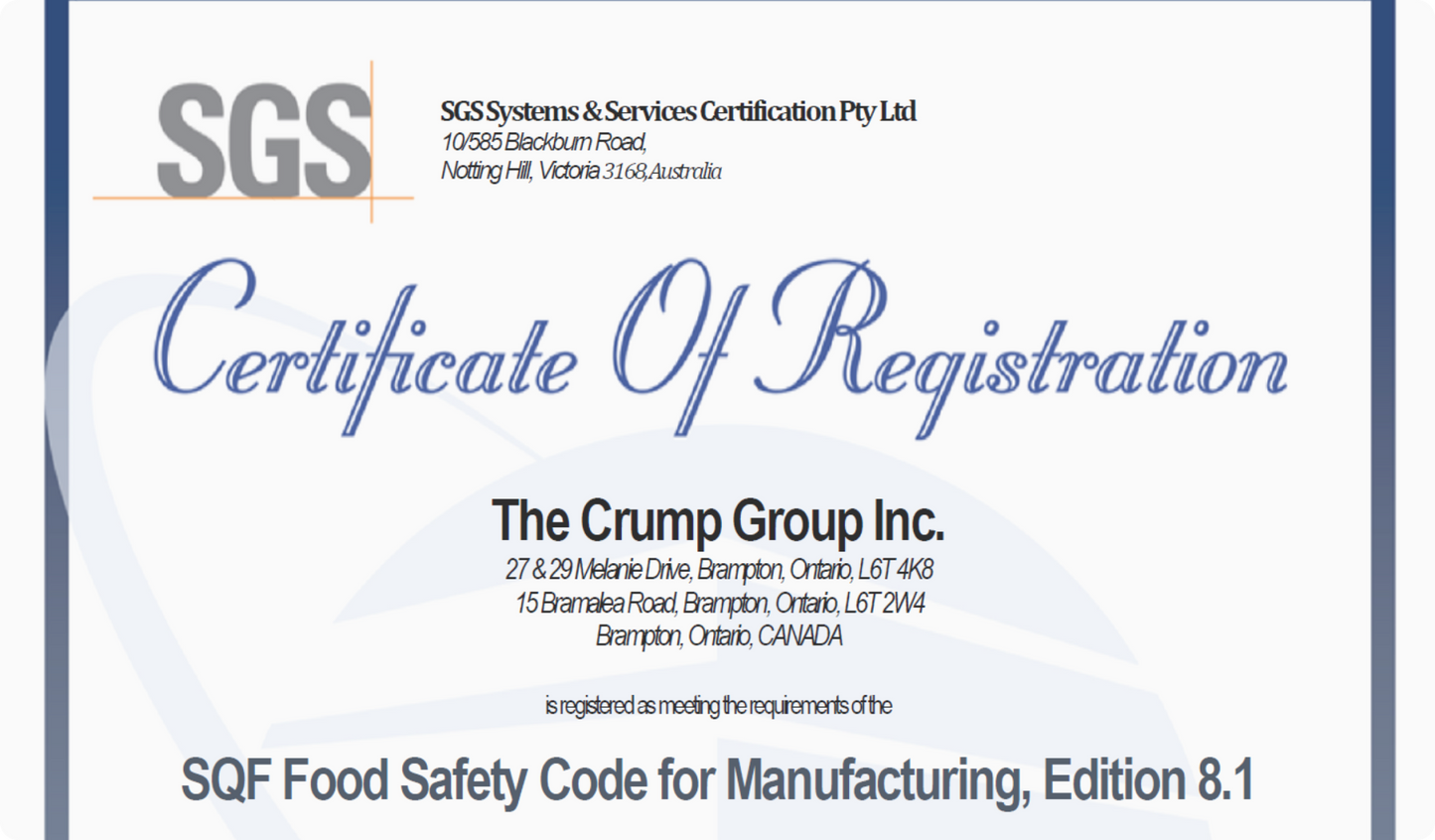 Food Safety promise | We adhere to our own strict guidelines for both food safety and quality | Crumps' Naturals