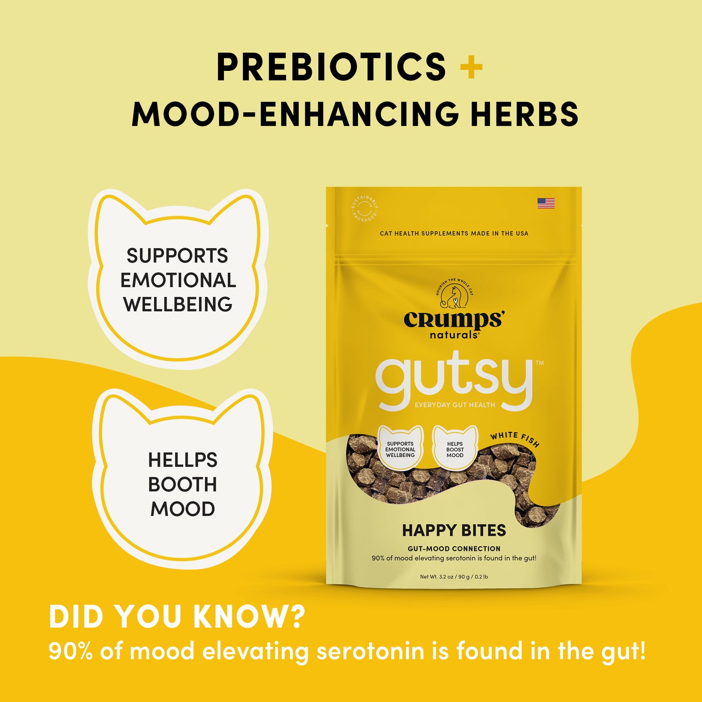 
                        
                          Crumps Naturals Gutsy Cat - Happy Bites 3.2oz
                        
                      