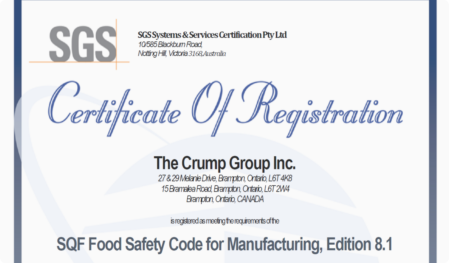 Food Safety promise | We adhere to our own strict guidelines for both food safety and quality | Crumps' Naturals 